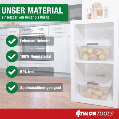 ATHLON TOOLS 4x 80L Aufbewahrungsboxen transparent lebensmittelecht