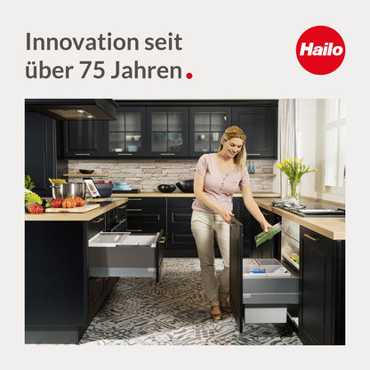 Hailo Raumspar Tandem 3644731 Einbau Mülleimer - 3-fach hellgrau