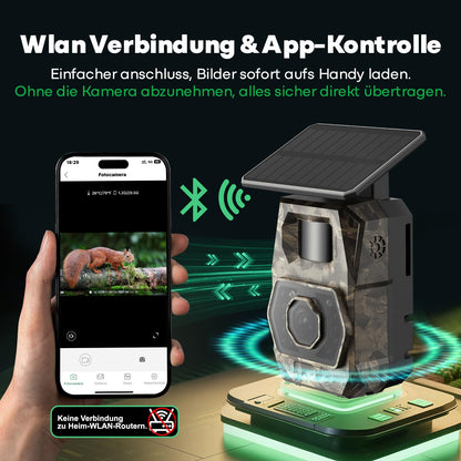 MAXDONE PH970S Wildkamera 4K 64MP mit Solar, WLAN und Nachtsicht