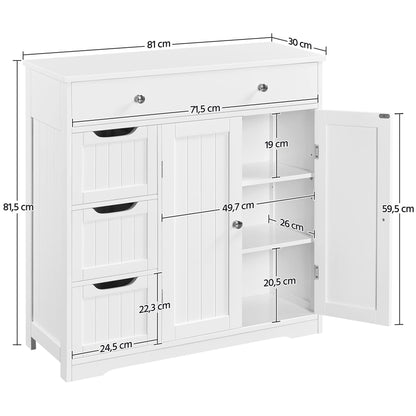 Yaheetech Badschrank mit 4 Schubladen und Fach - Weiss