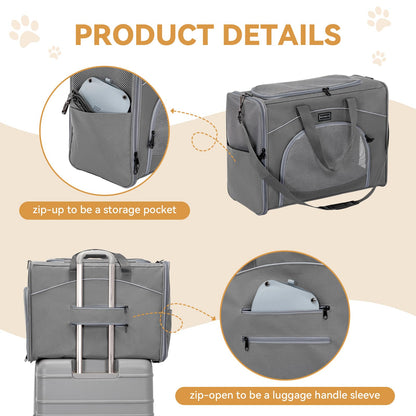 Petsfit Transporttasche für Hund und Katze, flugtauglich, grau