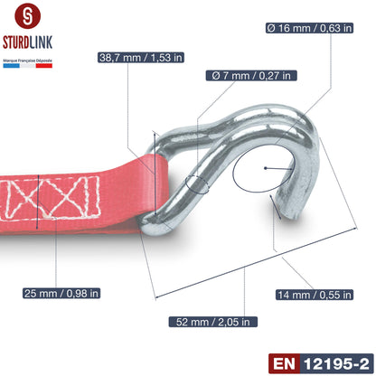 Automatik Spanngurt 5m 25mm – Selbstaufrollend 4er Set J-Haken