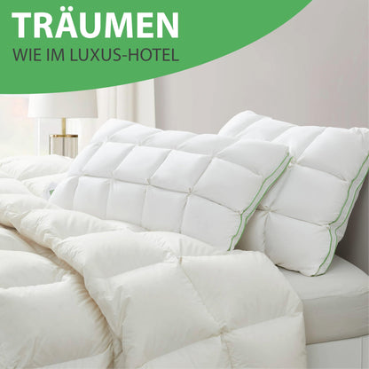 Welldora Premium Kopfkissen – 80x80 cm, Daunen & Federn mittelfest