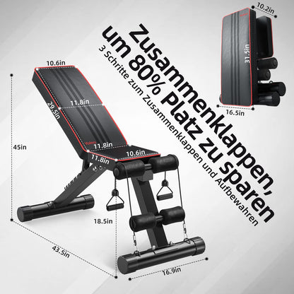 YOLEO klappbare Hantelbank Multifunktion Trainingsbank – Schwarz