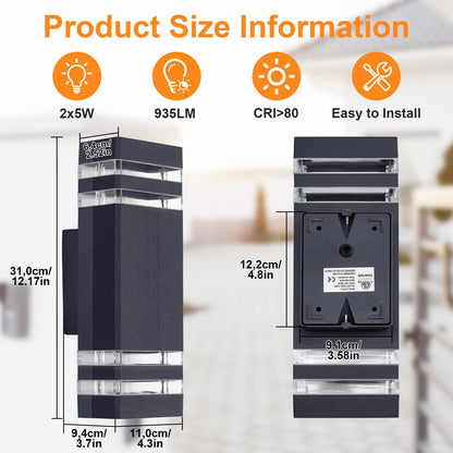 CELAVY LED Wandleuchte Up Down Aussen – 2er Set Anthrazit Grau