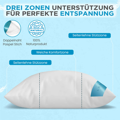 Sandaro Home Daunen-Federn-Kopfkissen 80x80 cm, 3-Kammer, 2er Set