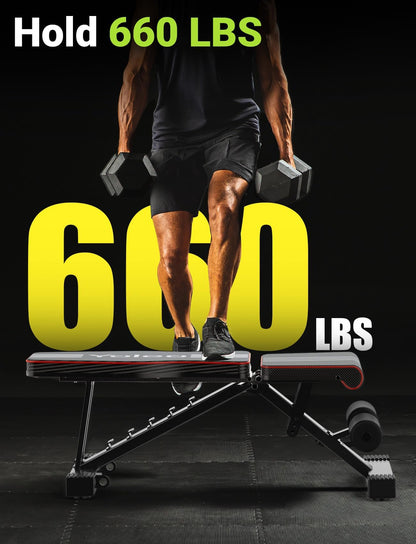 YOLEO Hantelbank klappbar, multifunktionale Trainingsbank bis 300 kg