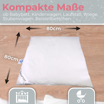 Luxus 100% Daunen Kinderwagendecke Babydecke 80x80cm - Ganzjahr