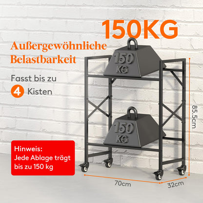Lifewit Getränkekistenregal mit Rollen für 4 Kisten - Schwarz