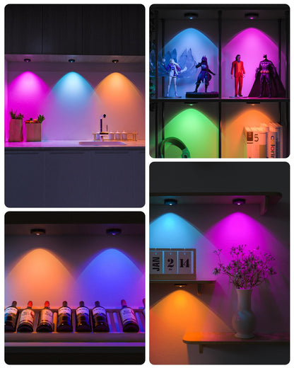 WILLED RGB LED Schrankbeleuchtung, Akku Unterbauleuchte, 6er Pack