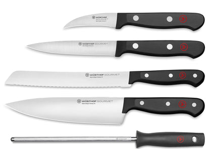 WÜSTHOF Gourmet Messerblock Set – 5-teilig, Silber