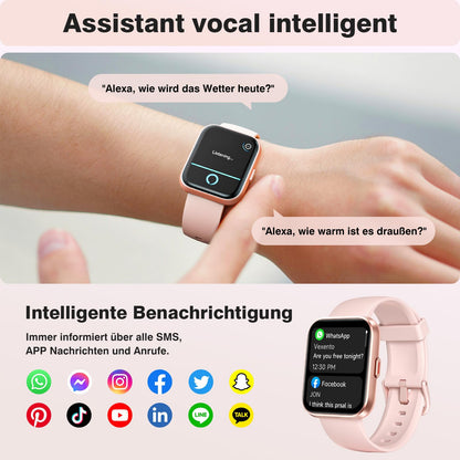 aeac Smartwatch Damen mit Telefonfunktion, 1,85-Zoll-HD-Display