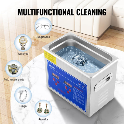 VEVOR Ultraschallreiniger 3L Reiniger ultraschallgerät Ultraschallreinigungsgerät Ultrasonic Cleaner mit Heizung Digital Timer for glasses Jewellery False Teeth Coins
