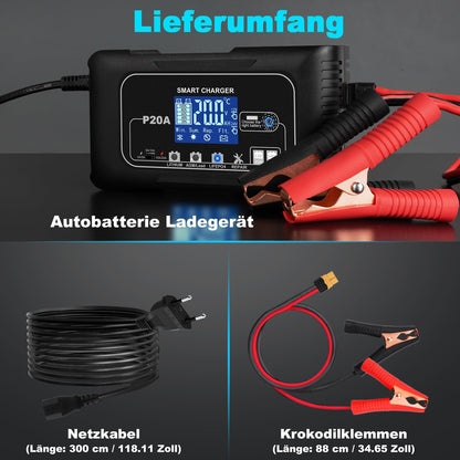 HTRC P20A Autobatterie Ladegerät 12V/24V für LiFePO4 & Blei-Säure