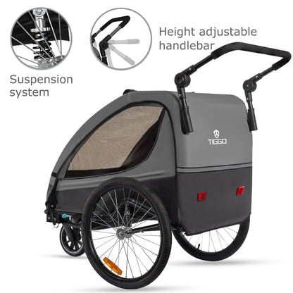 Tiggo VS Kinderanhänger 2in1 Fahrrad Buggy – dunkelgrau