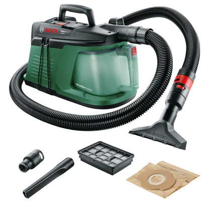 Bosch Handstaubsauger EasyVac 3. Kompaktes Gerät zum schnellen Aufsaugen von Schmutz, Staub, Spänen. 700W Leistung, 2L Kapazität.