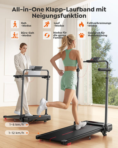 HomeTro HM5 Laufband klappbar mit Steigung, Walking Pad bis 12 km/h