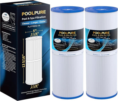 POOLPURE Spa-Filterkartusche 2er-Set, Ersatz für Pleatco PRB50-IN, zylindrische Patrone aus Trilobal-Gewebe