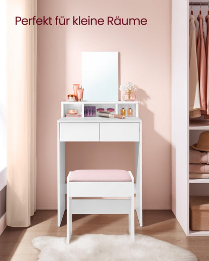 VASAGLE Schminktisch Frisiertisch mit Spiegel RDT103W01 Weiss