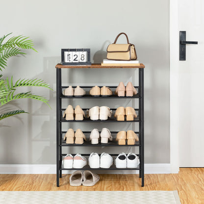 HOOBRO EBF106XJ01 5-lagiges Schuhregal – vintagebraun-schwarz