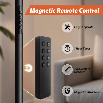 BBHome Deckenfluter Stehlampe LED Dimmbar mit Leselampe - Schwarz