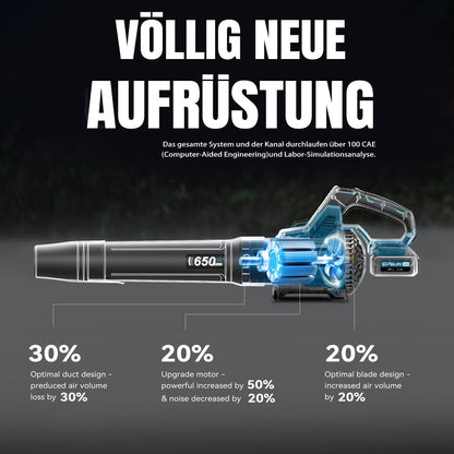 GEVEELIFE Akku-Laubbläser 20V CYJ, 3-Gang, 257 km/h, 2 Akkus, Blau