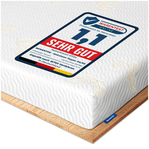 Newentor Matratzen Topper 140x200 cm Gelschaum H4/H5, 7 cm hoch – Topper mit abnehmbarem, waschbarem Bezug