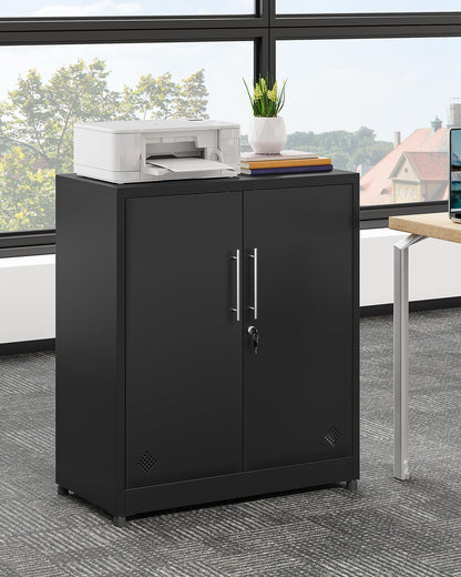 YITAHOME 2-türiger Metall Aktenschrank - Schlüssel, Schwarz