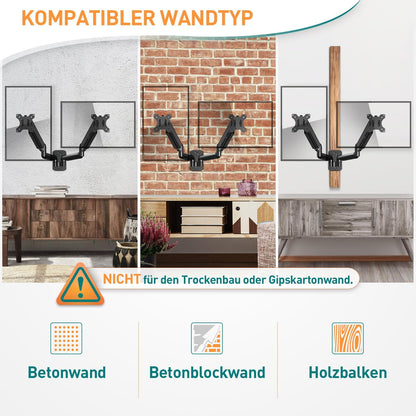 ELIVED Dual Monitor Wandhalterung Gasdruckfeder EV6022
