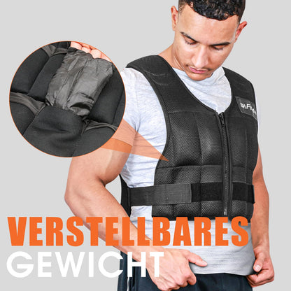 DH FitLife Verstellbare Gewichtsweste Trainingsweste - 10kg Schwarz