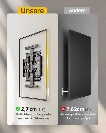 monTEK Ultra Slim TV Wandhalterung 37-75 Zoll, Vollbeweglich