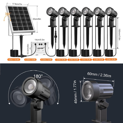 MEIKEE Solar Gartenstrahler 6er-Set mit Erdspiess, 2700K IP66