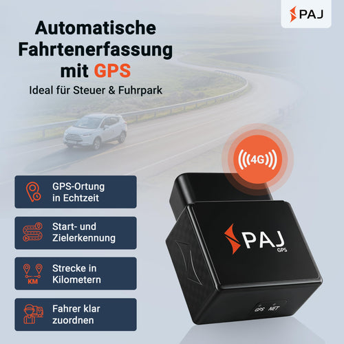 PAJ GPS Elektronisches Fahrtenbuch mit OBD2-Stecker, finanzamtkonform