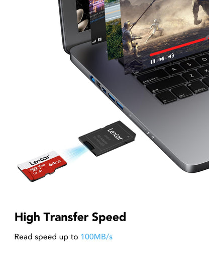 Lexar microSD Speicherkarte 64GB 3er-Pack UHS-I U3 mit SD-Adapter