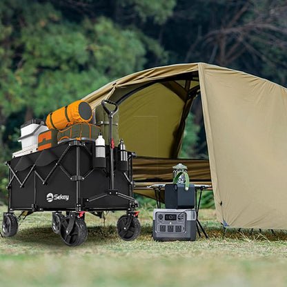 Sekey XXL Plus Bollerwagen faltbar mit Bremsen, 200 L, schwarz