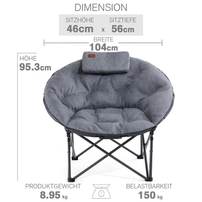 EVER ADVANCED Luxus Moonchair XXL Campingstuhl - Grau