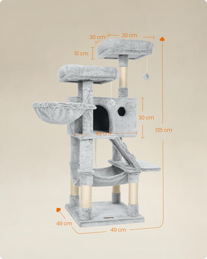 Feandrea PCT162W01 Kratzbaum für grosse Katzen - Ombré Grau-Weiss