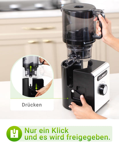 TUUMIIST TM780SJ Slow Juicer, 3 L, 150 mm Einfüllschacht, schwarz