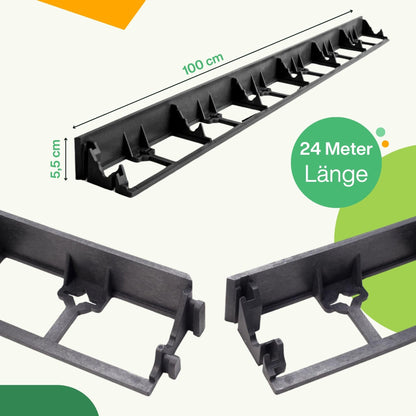 Rasenkante Flexibel Kunststoff 24m x 55mm – Pflasterkante Mähkante