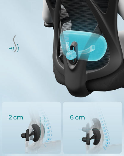 SONGMICS OBN063B01 Ergonomischer Mesh Bürostuhl - Tintenschwarz