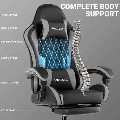WOTSTA Gaming Stuhl 607, ergonomischer Computerstuhl mit Fusstütze