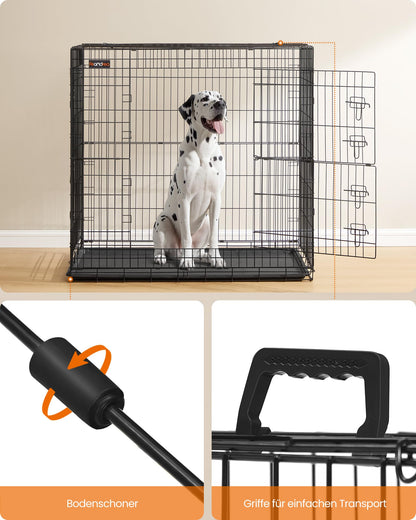 Feandrea Hundekäfig Klappbar – XXL Hoch 122 cm Schwarz PPD050B01