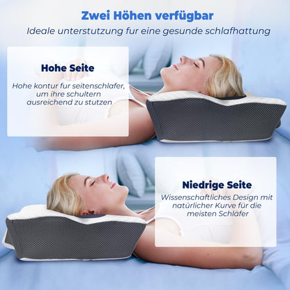 SAHEYER Ergonomisches Nackenkissen aus Memory Foam, 60x40 cm, Grau