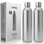 Nordiqo Edelstahl Sprudelflasche 1L für SodaStream & Aarke, 2er-Set, plastikfrei und spülmaschinenfest