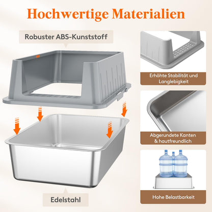 Lifewit Edelstahl Offenes Katzenklo - XXL Grau
