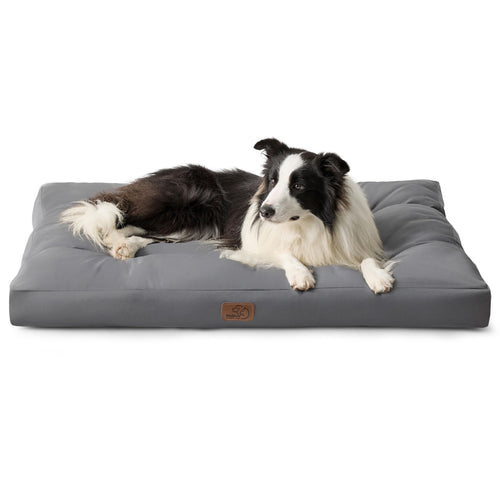 Bedsure Hundekissen waschbar, Hundebett L 91x68 cm, Grau – gepolsterte Hundematte aus Oxford-Gewebe