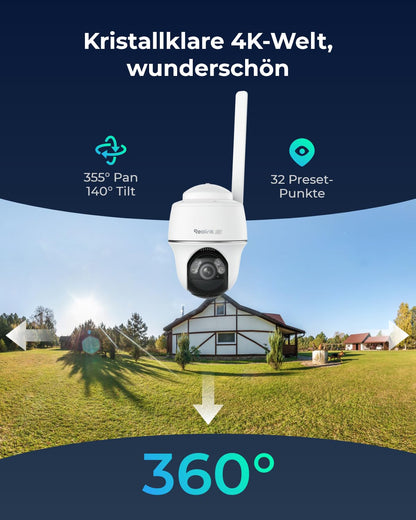 Reolink Go PT Ultra 4K 4G LTE Überwachungskamera mit Solarpanel