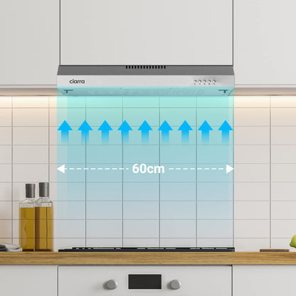 CIARRA Dunstabzugshaube 60cm Unterbauhaube – Abluft Umluft Silber