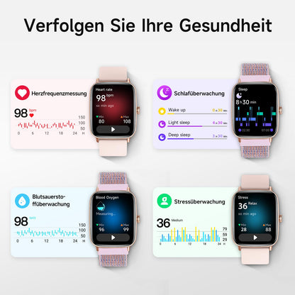 AEAC Smartwatch Damen mit Telefonfunktion, 1.85" HD, IP68 wasserdicht