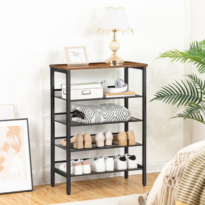 HOOBRO EBF106XJ01 5-lagiges Schuhregal – vintagebraun-schwarz